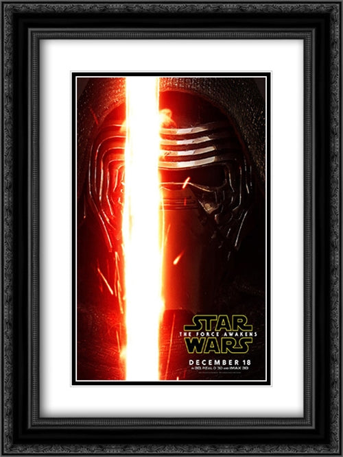 Star Wars: The Force Awakens 18x24 Black Ornate Wood Framed Movie Poster with Double Matting