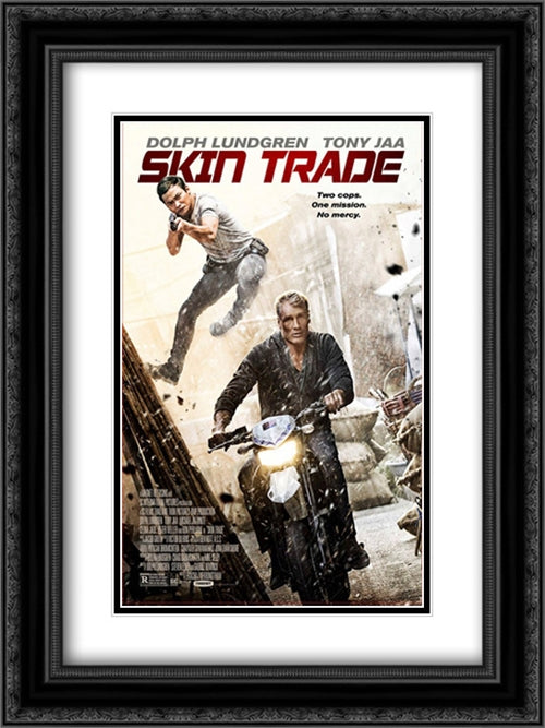Skin Trade 18x24 Black Ornate Wood Framed Movie Poster with Double Matting