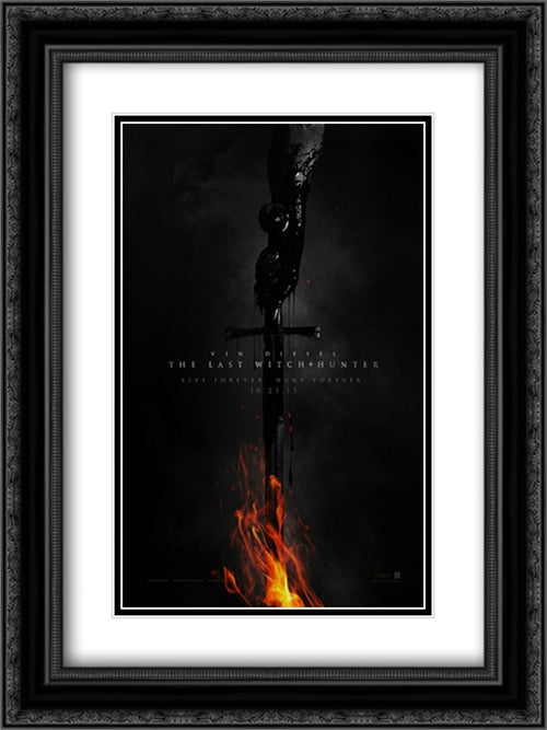 The Last Witch Hunter 18x24 Black Ornate Wood Framed Movie Poster with Double Matting