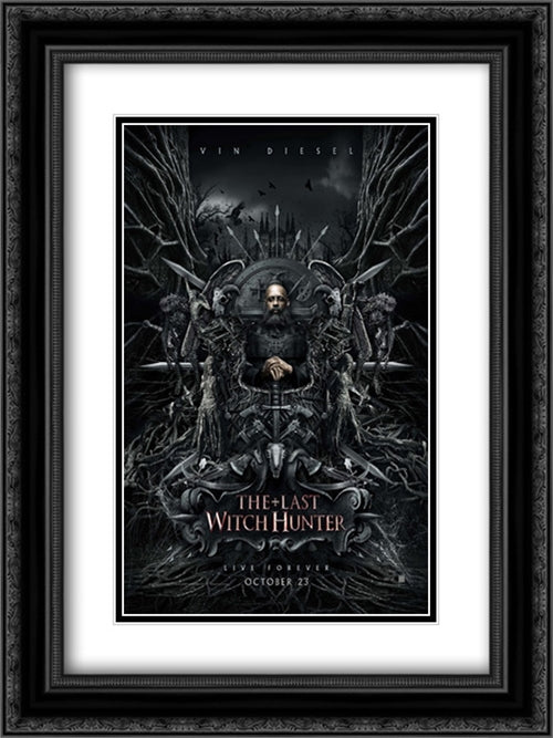 The Last Witch Hunter 18x24 Black Ornate Wood Framed Movie Poster with Double Matting