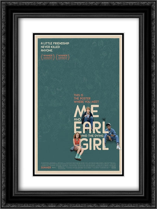 Me and Earl and the Dying Girl 18x24 Black Ornate Wood Framed Movie Poster with Double Matting