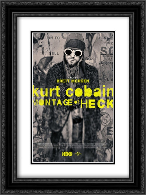 Kurt Cobain: Montage of Heck 18x24 Black Ornate Wood Framed Movie Poster with Double Matting