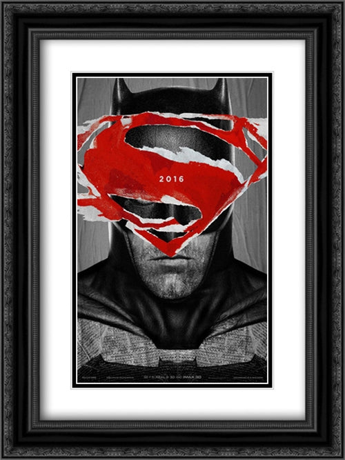 Batman V Superman: Dawn of Justice 18x24 Black Ornate Wood Framed Movie Poster with Double Matting