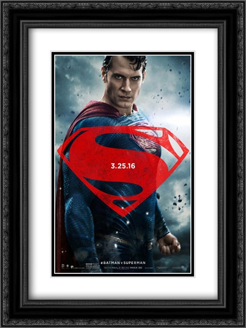 Batman V Superman: Dawn of Justice 18x24 Black Ornate Wood Framed Movie Poster with Double Matting