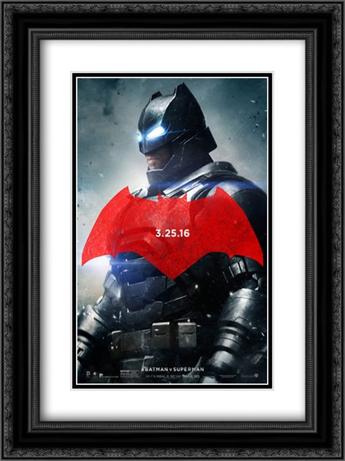 Batman V Superman: Dawn of Justice 18x24 Black Ornate Wood Framed Movie Poster with Double Matting