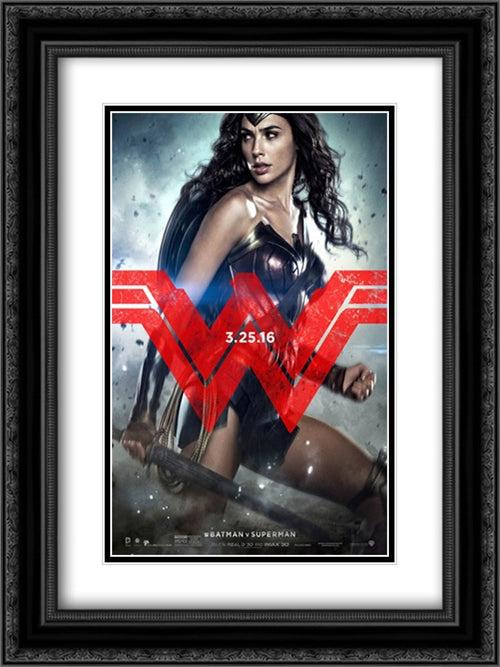 Batman V Superman: Dawn of Justice 18x24 Black Ornate Wood Framed Movie Poster with Double Matting