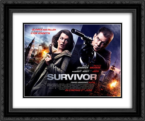 Survivor 24x20 Black Ornate Wood Framed Movie Poster with Double Matting