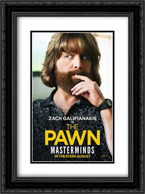 Masterminds 18x24 Black Ornate Wood Framed Movie Poster with Double Matting