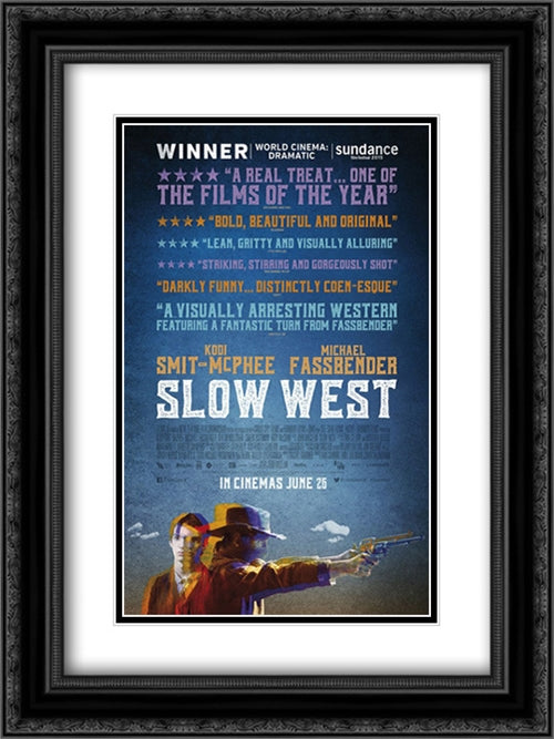 Slow West 18x24 Black Ornate Wood Framed Movie Poster with Double Matting