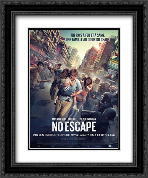No Escape 20x24 Black Ornate Wood Framed Movie Poster with Double Matting