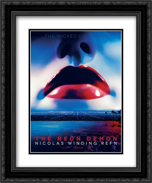 The Neon Demon 20x24 Black Ornate Wood Framed Movie Poster with Double Matting