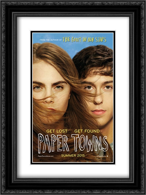 Paper Towns 18x24 Black Ornate Wood Framed Movie Poster with Double Matting