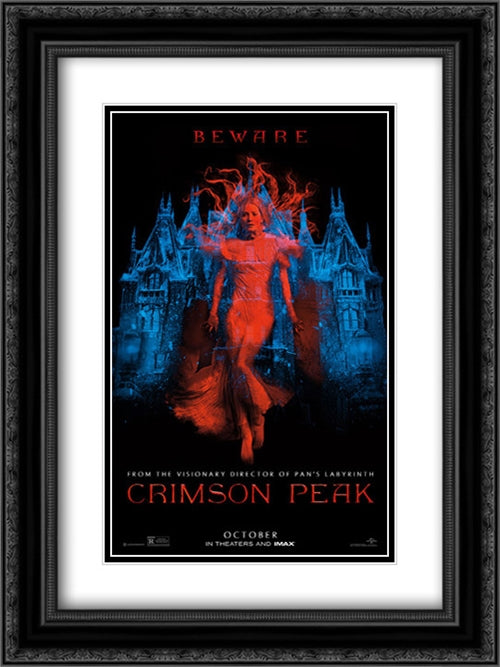 Crimson Peak 18x24 Black Ornate Wood Framed Movie Poster with Double Matting