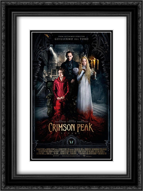 Crimson Peak 18x24 Black Ornate Wood Framed Movie Poster with Double Matting
