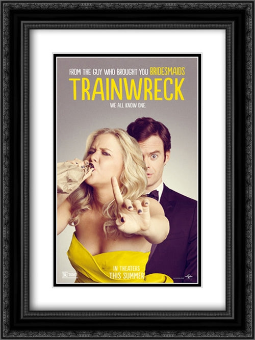 Trainwreck 18x24 Black Ornate Wood Framed Movie Poster with Double Matting