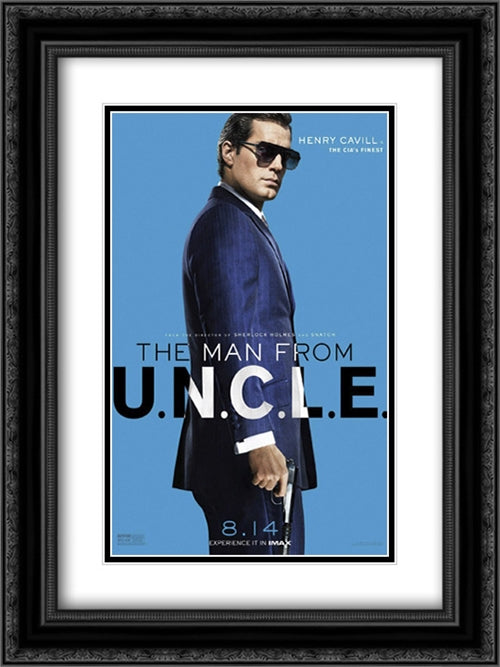 The Man From U.N.C.L.E. 18x24 Black Ornate Wood Framed Movie Poster with Double Matting