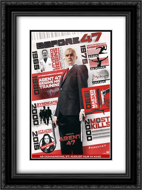 Hitman: Agent 47 18x24 Black Ornate Wood Framed Movie Poster with Double Matting