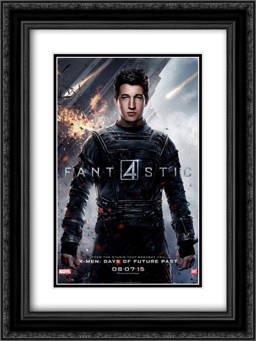 Fantastic Four 18x24 Black Ornate Wood Framed Movie Poster with Double Matting