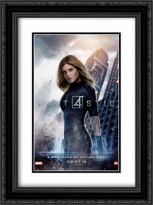 Fantastic Four 18x24 Black Ornate Wood Framed Movie Poster with Double Matting