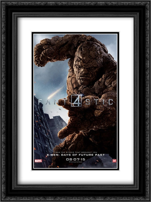 Fantastic Four 18x24 Black Ornate Wood Framed Movie Poster with Double Matting