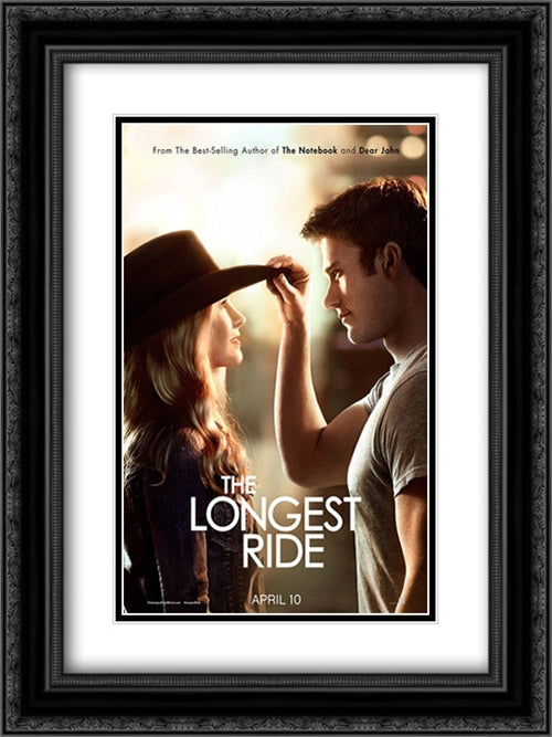 The Longest Ride 18x24 Black Ornate Wood Framed Movie Poster with Double Matting