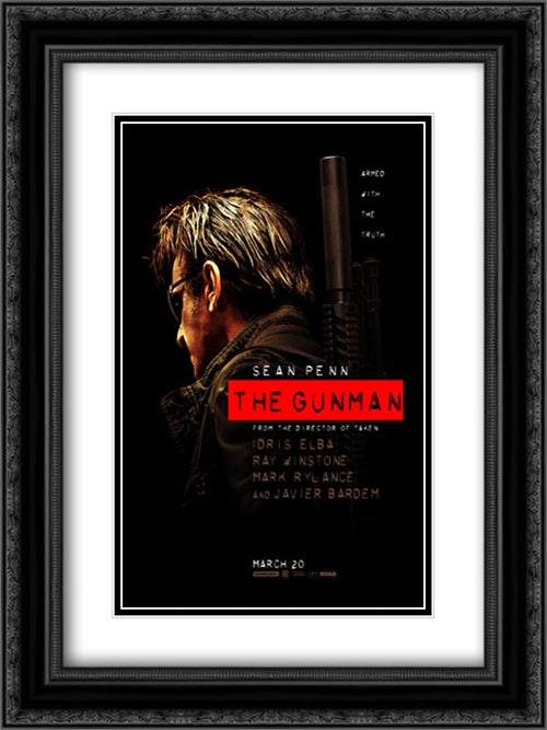 The Gunman 18x24 Black Ornate Wood Framed Movie Poster with Double Matting