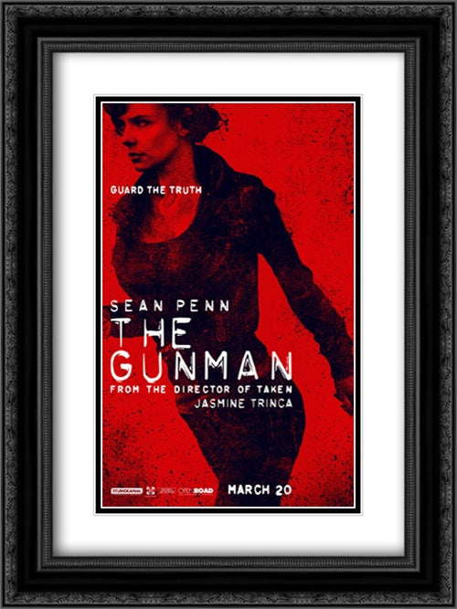 The Gunman 18x24 Black Ornate Wood Framed Movie Poster with Double Matting