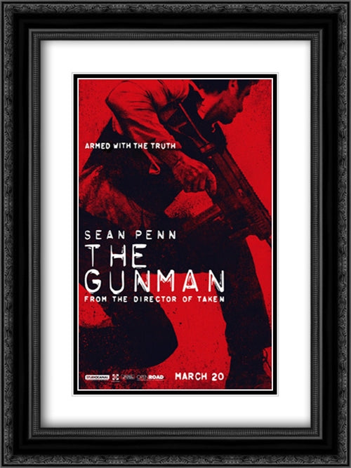 The Gunman 18x24 Black Ornate Wood Framed Movie Poster with Double Matting