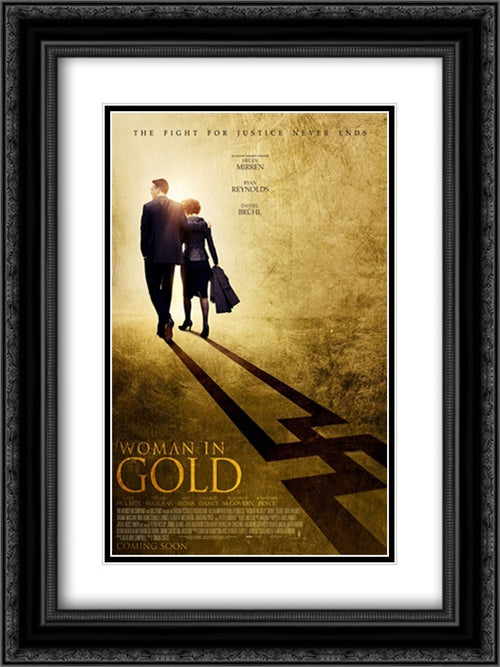 Woman in Gold 18x24 Black Ornate Wood Framed Movie Poster with Double Matting