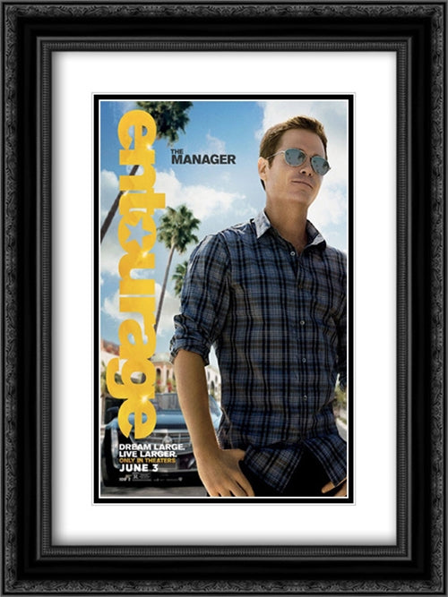 Entourage 18x24 Black Ornate Wood Framed Movie Poster with Double Matting