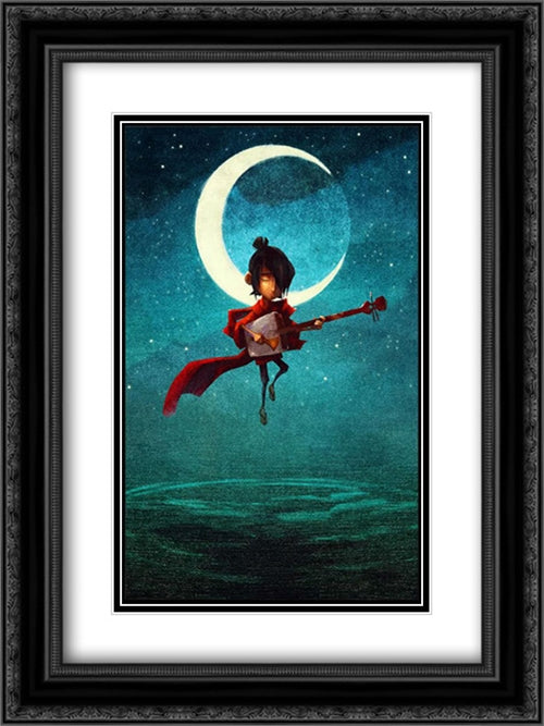 Kubo and the Two Strings 18x24 Black Ornate Wood Framed Movie Poster with Double Matting