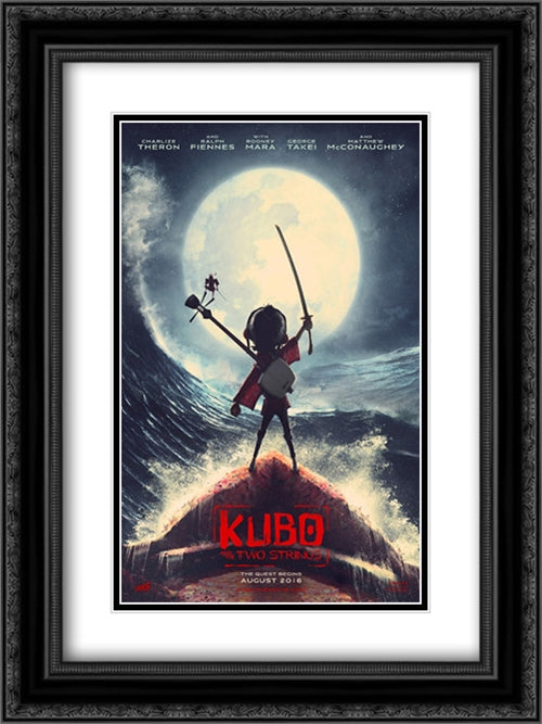 Kubo and the Two Strings 18x24 Black Ornate Wood Framed Movie Poster with Double Matting