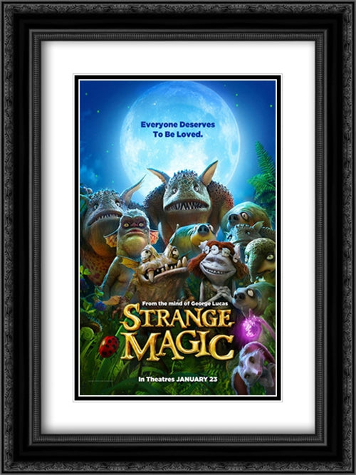 Strange Magic 18x24 Black Ornate Wood Framed Movie Poster with Double Matting