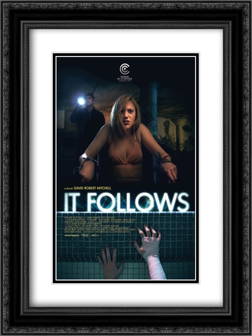 It Follows 18x24 Black Ornate Wood Framed Movie Poster with Double Matting