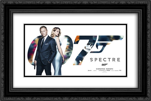 007 Spectre 24x16 Black Ornate Wood Framed Movie Poster with Double Matting
