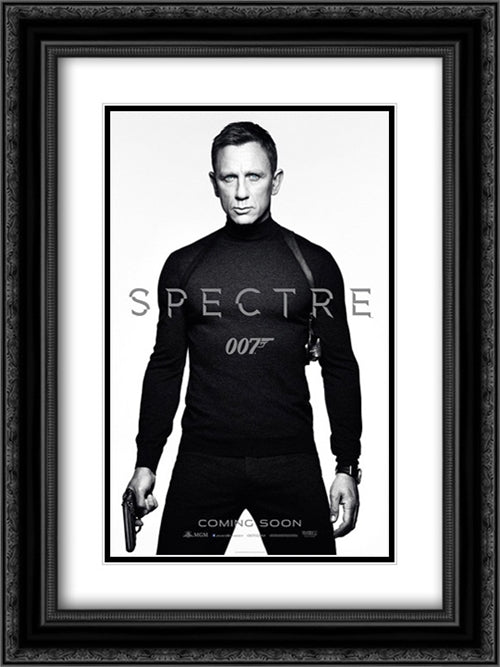 007 Spectre 18x24 Black Ornate Wood Framed Movie Poster with Double Matting