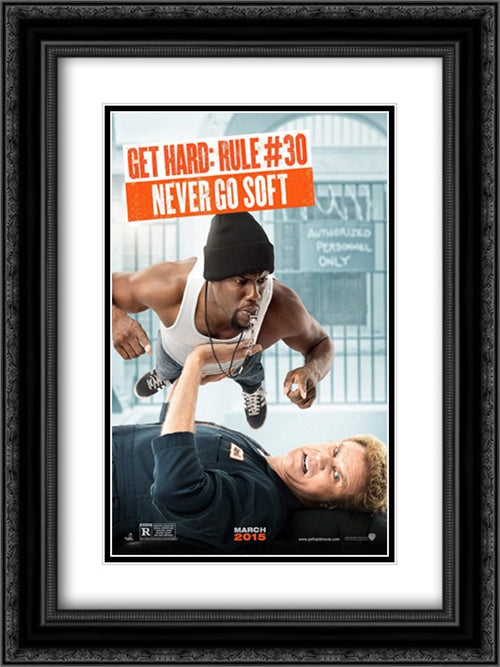 Get Hard 18x24 Black Ornate Wood Framed Movie Poster with Double Matting