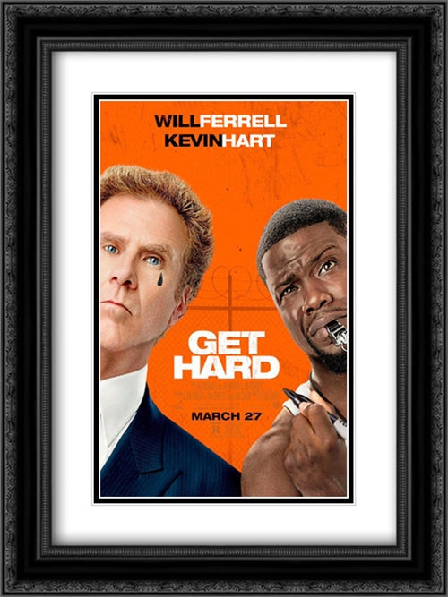 Get Hard 18x24 Black Ornate Wood Framed Movie Poster with Double Matting