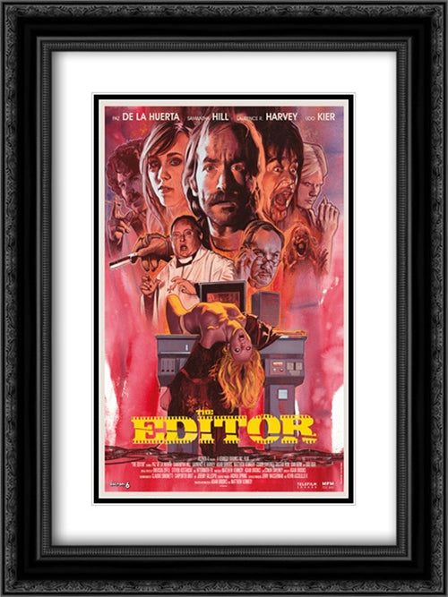 The Editor 18x24 Black Ornate Wood Framed Movie Poster with Double Matting
