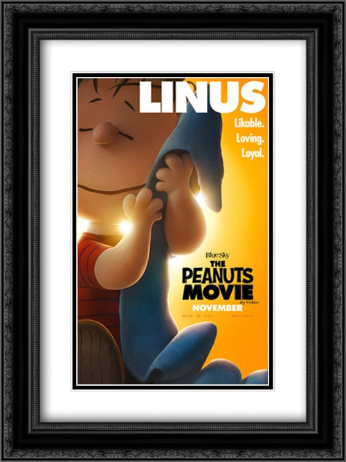 The Peanuts Movie 18x24 Black Ornate Wood Framed Movie Poster with Double Matting