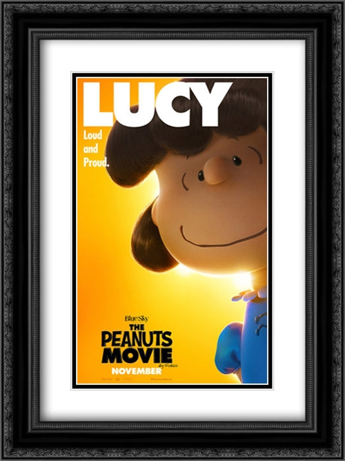 The Peanuts Movie 18x24 Black Ornate Wood Framed Movie Poster with Double Matting