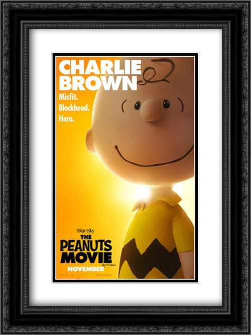 The Peanuts Movie 18x24 Black Ornate Wood Framed Movie Poster with Double Matting