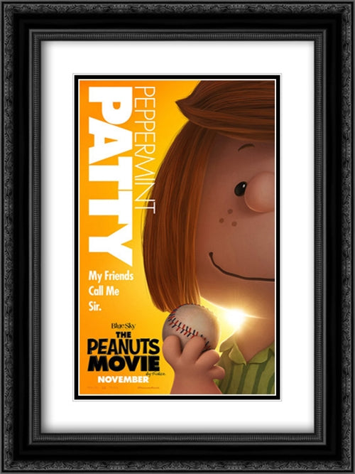The Peanuts Movie 18x24 Black Ornate Wood Framed Movie Poster with Double Matting