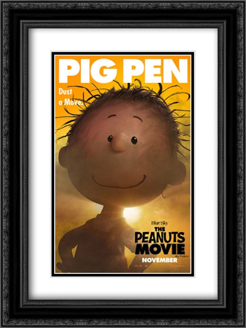 The Peanuts Movie 18x24 Black Ornate Wood Framed Movie Poster with Double Matting