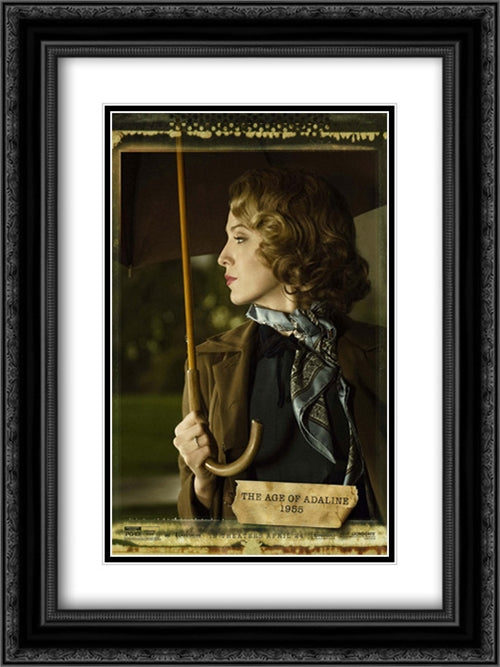 The Age of Adaline 18x24 Black Ornate Wood Framed Movie Poster with Double Matting