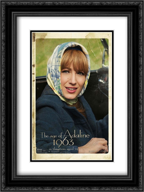 The Age of Adaline 18x24 Black Ornate Wood Framed Movie Poster with Double Matting