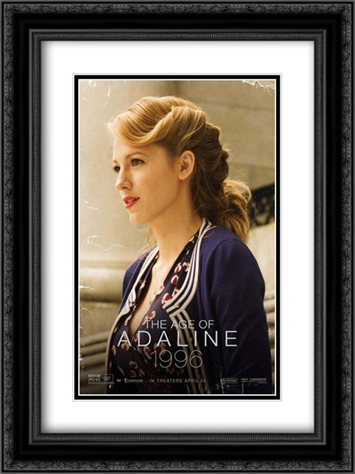 The Age of Adaline 18x24 Black Ornate Wood Framed Movie Poster with Double Matting
