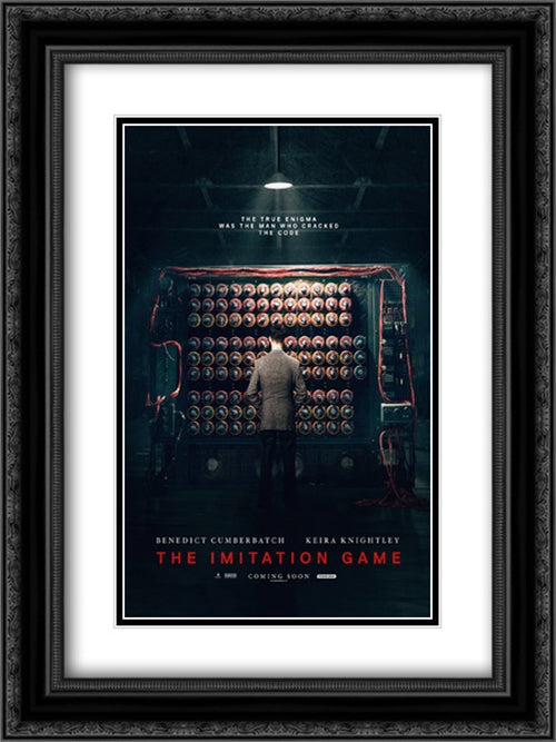 The Imitation Game 18x24 Black Ornate Wood Framed Movie Poster with Double Matting