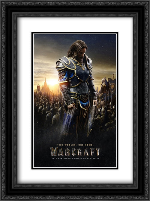 Warcraft 18x24 Black Ornate Wood Framed Movie Poster with Double Matting