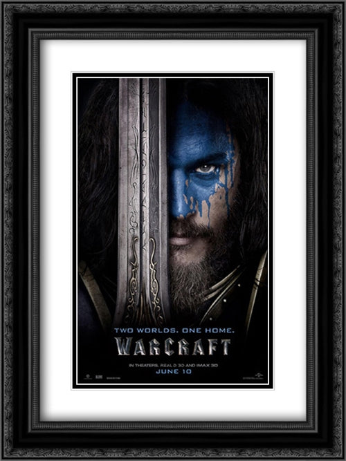 Warcraft 18x24 Black Ornate Wood Framed Movie Poster with Double Matting